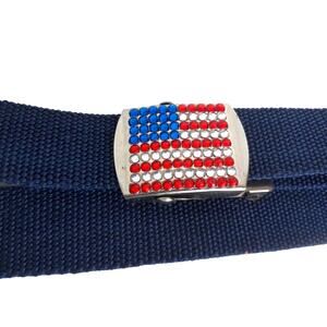 Vintage Rhinestone American Flag Belt One Size